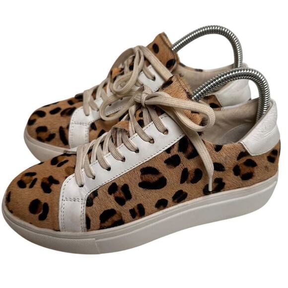 Myra Bag Sz 7.5 38 Leopard Hairon Leather Platform Sneakers Casual Mob Wife Fur - Picture 14 of 15